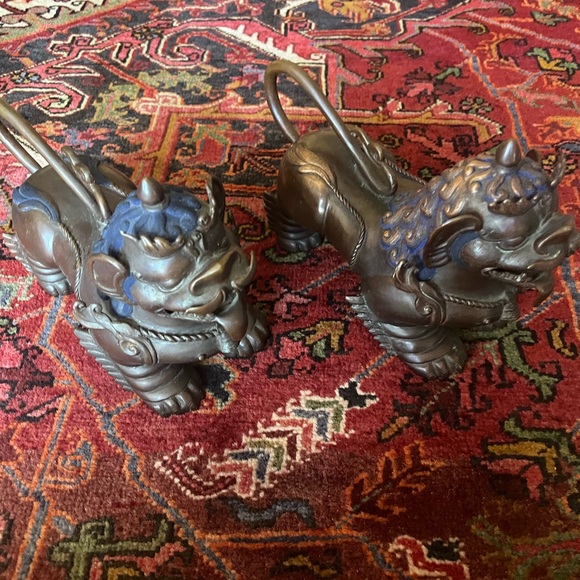 Bronze 18th century foo dogs the Paul lapis - Picture 3 of 16